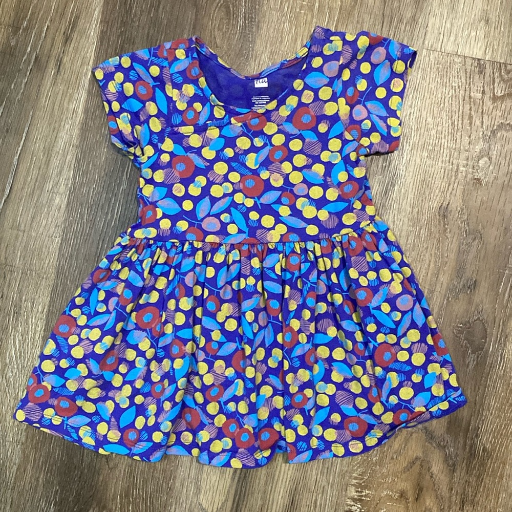 Tea Collection Short Sleeve Wrap Neck Dress Blue